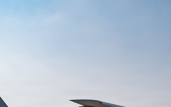 C-5M Super Galaxy aircraft landing approach within USCENTCOM area of responsibility