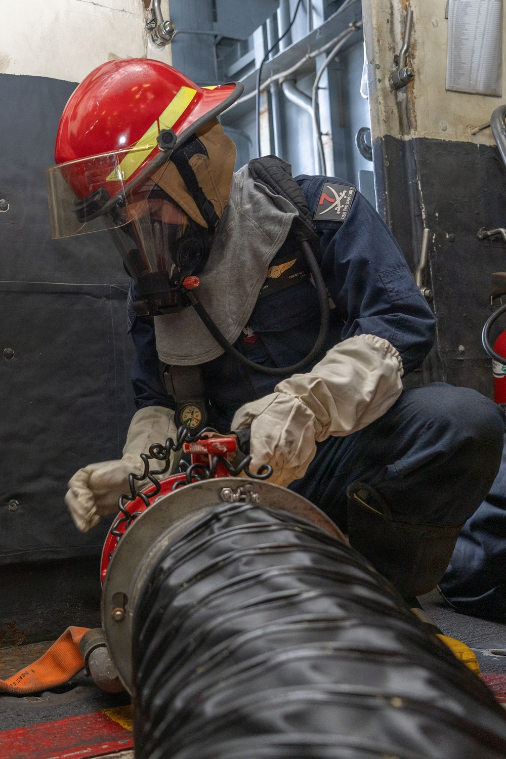 Iwo Jima Sailor Conduct Toxic Gas Drill