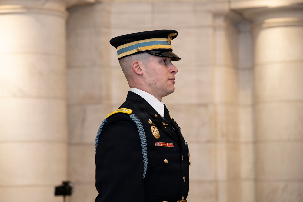 Commander of the Guard U.S. Army Capt. Sean Paul Stolarski Earns the Guard, Tomb of the Unknown Soldier Identification Badge