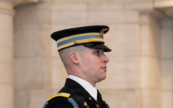 Commander of the Guard U.S. Army Capt. Sean Paul Stolarski Earns the Guard, Tomb of the Unknown Soldier Identification Badge