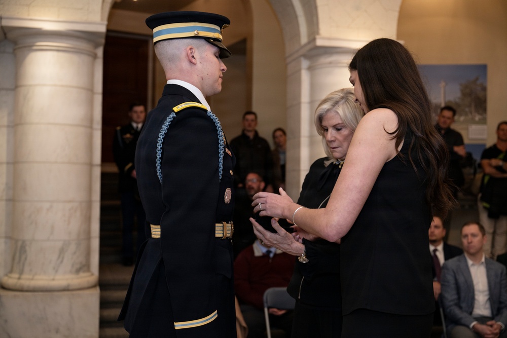 Commander of the Guard U.S. Army Capt. Sean Paul Stolarski Earns the Guard, Tomb of the Unknown Soldier Identification Badge