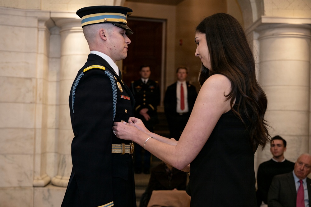Commander of the Guard U.S. Army Capt. Sean Paul Stolarski Earns the Guard, Tomb of the Unknown Soldier Identification Badge