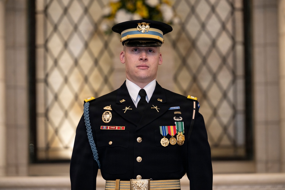 Commander of the Guard U.S. Army Capt. Sean Paul Stolarski Earns the Guard, Tomb of the Unknown Soldier Identification Badge