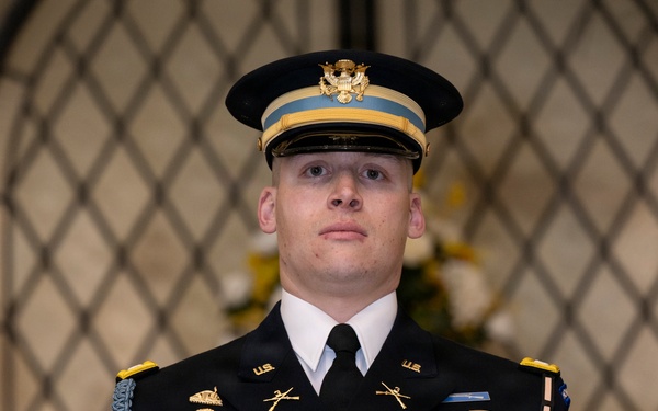 Commander of the Guard U.S. Army Capt. Sean Paul Stolarski Earns the Guard, Tomb of the Unknown Soldier Identification Badge