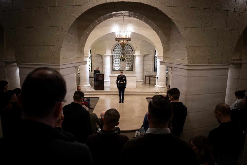 Commander of the Guard U.S. Army Capt. Sean Paul Stolarski Earns the Guard, Tomb of the Unknown Soldier Identification Badge