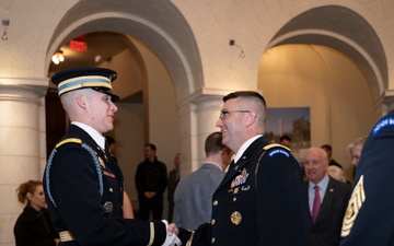 Commander of the Guard U.S. Army Capt. Sean Paul Stolarski Earns the Guard, Tomb of the Unknown Soldier Identification Badge