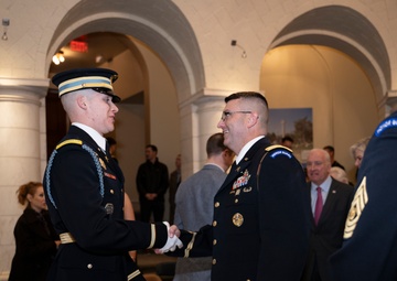 Commander of the Guard U.S. Army Capt. Sean Paul Stolarski Earns the Guard, Tomb of the Unknown Soldier Identification Badge