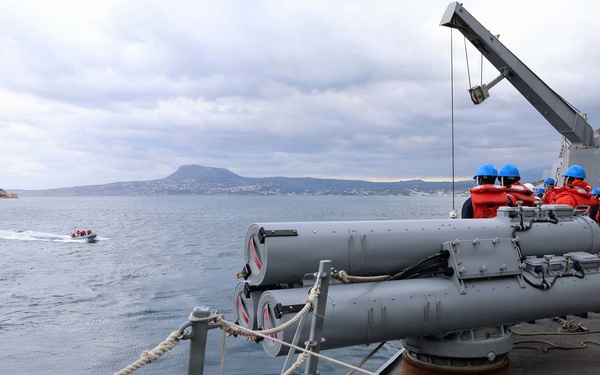 USS Roosevelt (DDG 80) Conducts Boat Operations in the Mediterranean Sea