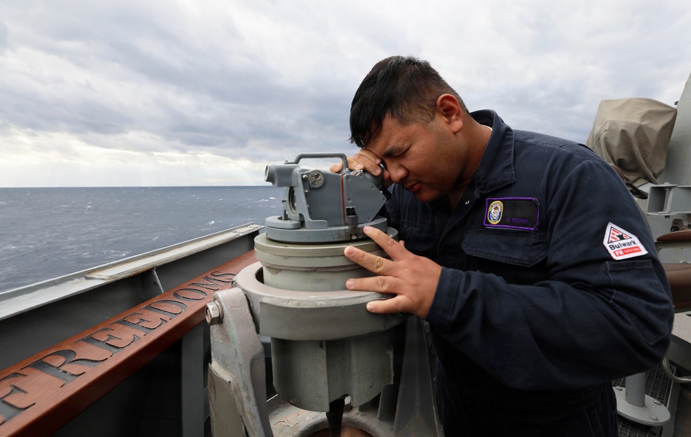 USS Roosevelt (DDG 80) Sailor Stands Watch in the Mediterranean Sea