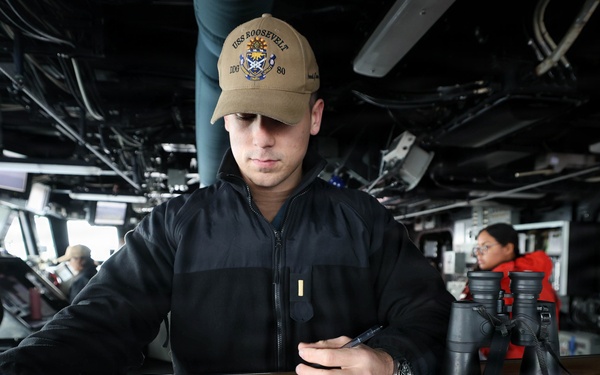 USS Roosevelt (DDG 80) Sailor Stands Watch in the Mediterranean Sea