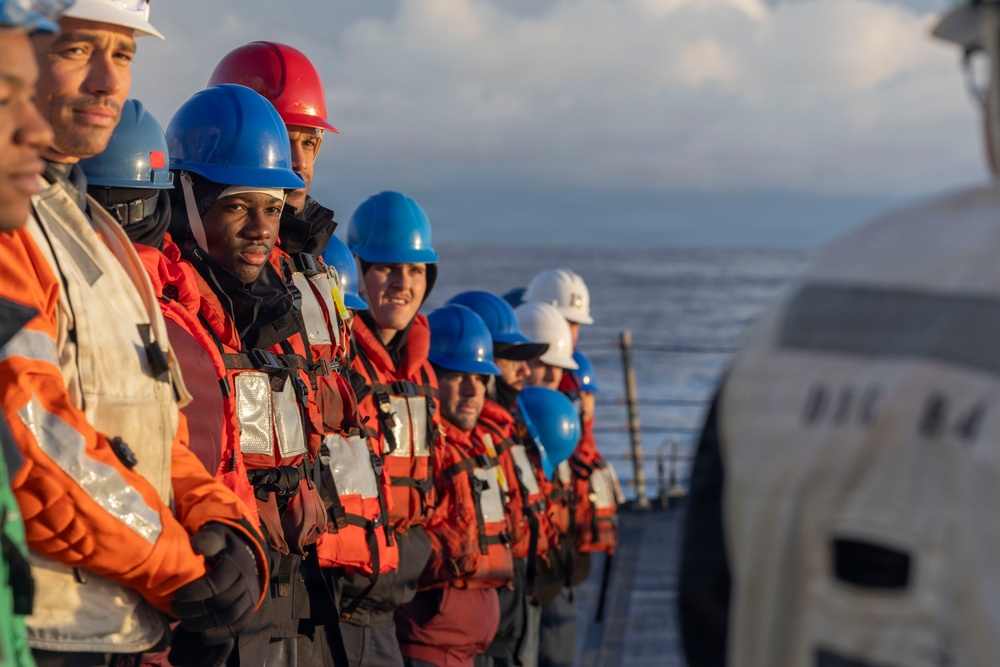USS Bulkeley performs a replenishment at sea with RFA Tideforce (A139), Jan. 8, 2026