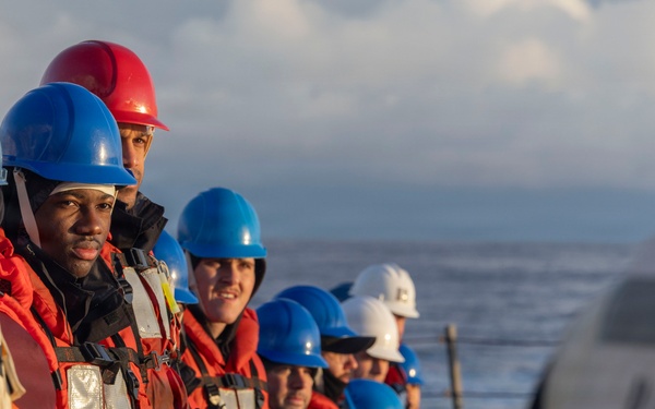 USS Bulkeley performs a replenishment at sea with RFA Tideforce (A139), Jan. 8, 2026