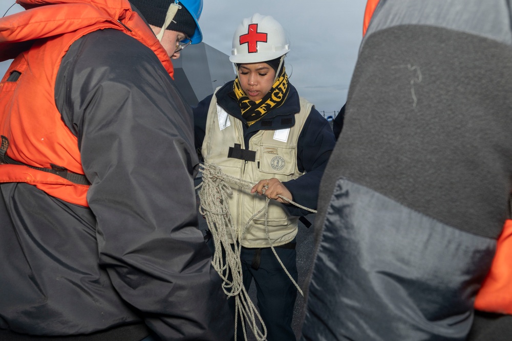 USS Bulkeley performs a replenishment at sea with RFA Tideforce (A139), Jan. 9, 2026