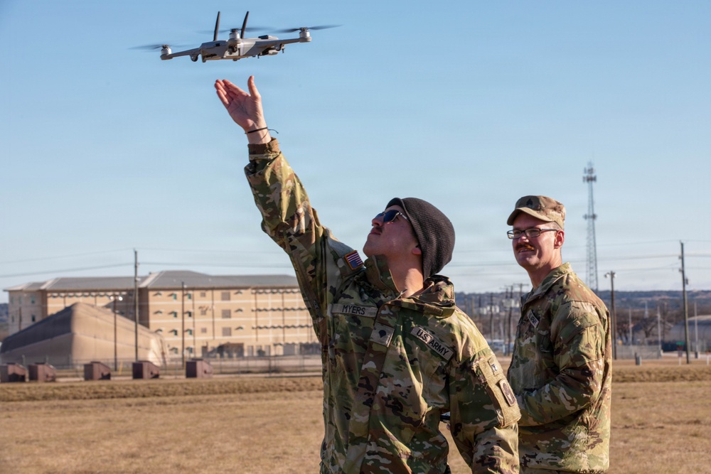 1-153rd Cavalry Regiment operate small UAS while training at Fort Hood