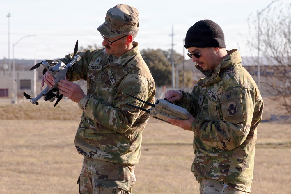 1-153rd Cavalry Regiment operate small UAS while training at Fort Hood