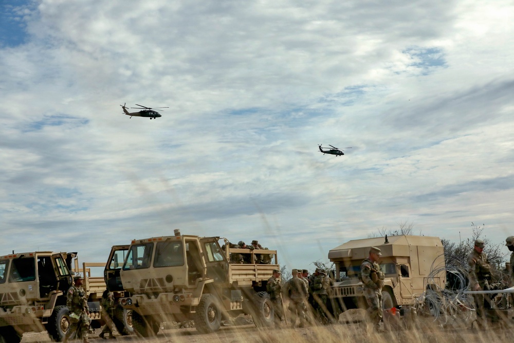 1-153rd Cavalry Regiment integrates UH-60L Black Hawks and LMTVs during QRF riot control training