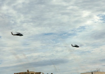 1-153rd Cavalry Regiment integrates UH-60L Black Hawks and LMTVs during QRF riot control training