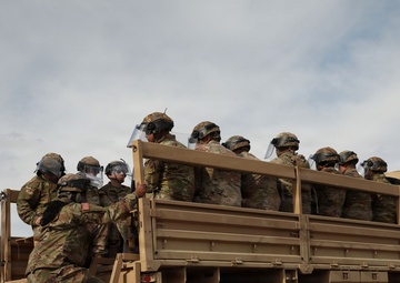1-153rd Cavalry Regiment integrates UH-60L Black Hawks and LMTVs during QRF riot control training