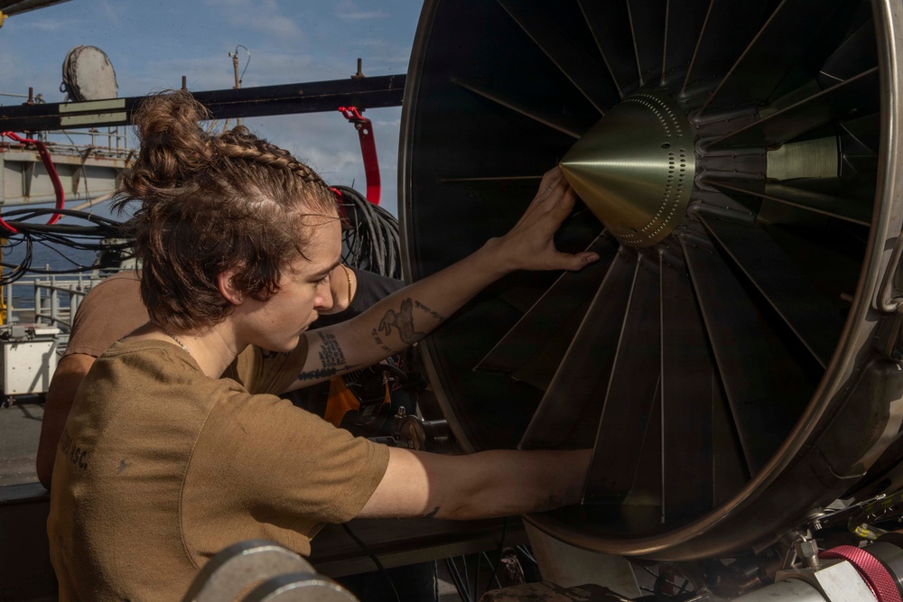 Abraham Lincoln conducts routine maintenance