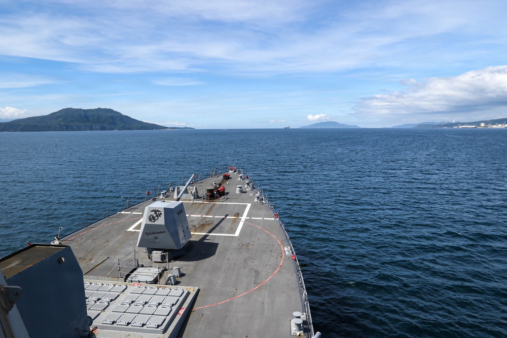 Frank E. Petersen Jr. transits the San Bernardino Strait