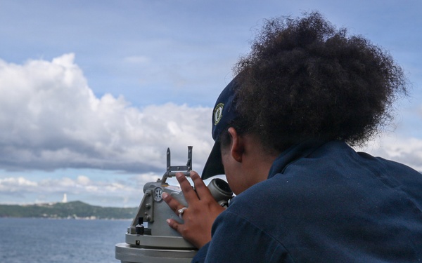 Frank E. Petersen Jr. transits the San Bernardino Strait