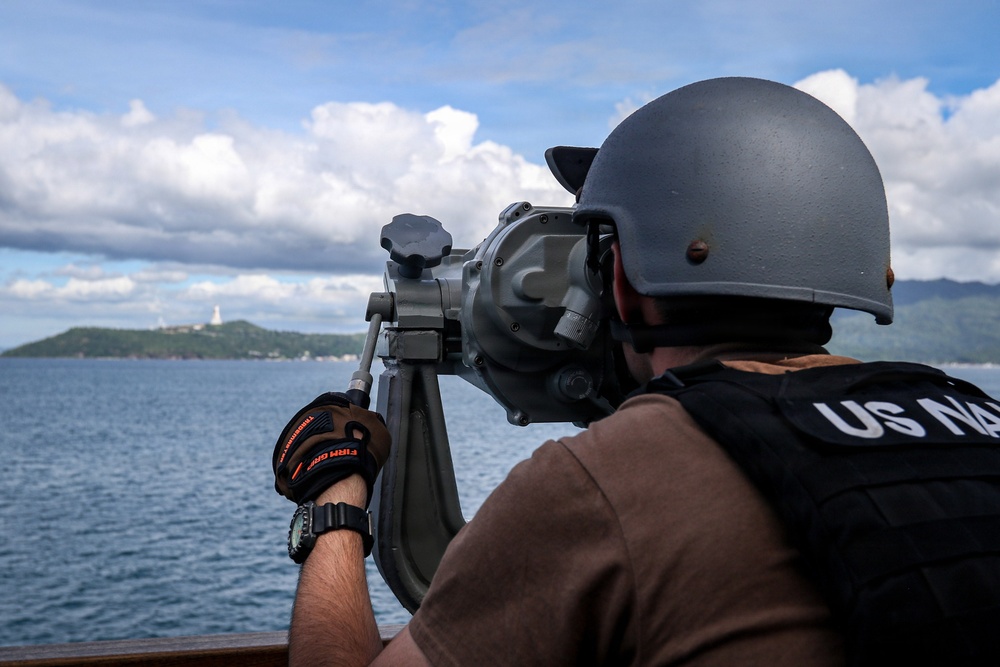 Frank E. Petersen Jr. transits the San Bernardino Strait