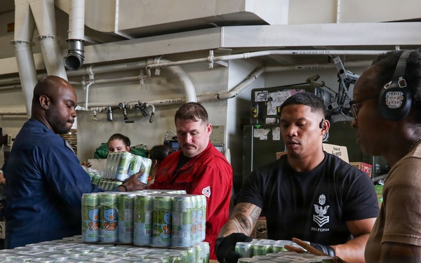 Frank E. Petersen Jr. conducts vertical replenishment-at-sea