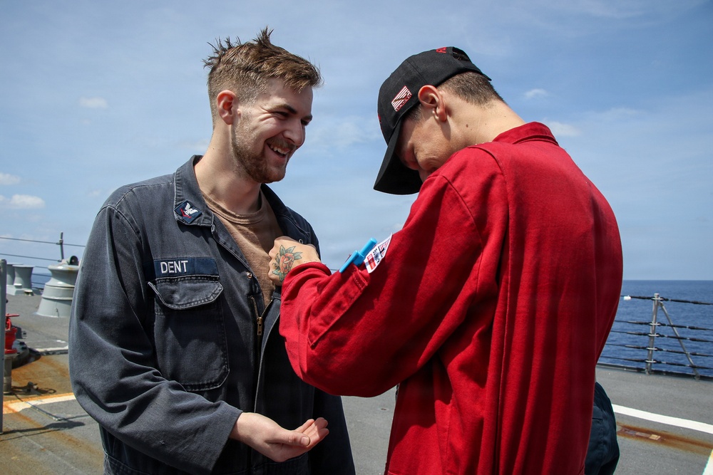 Frank E. Petersen Jr. conducts ESWS pinning ceremony