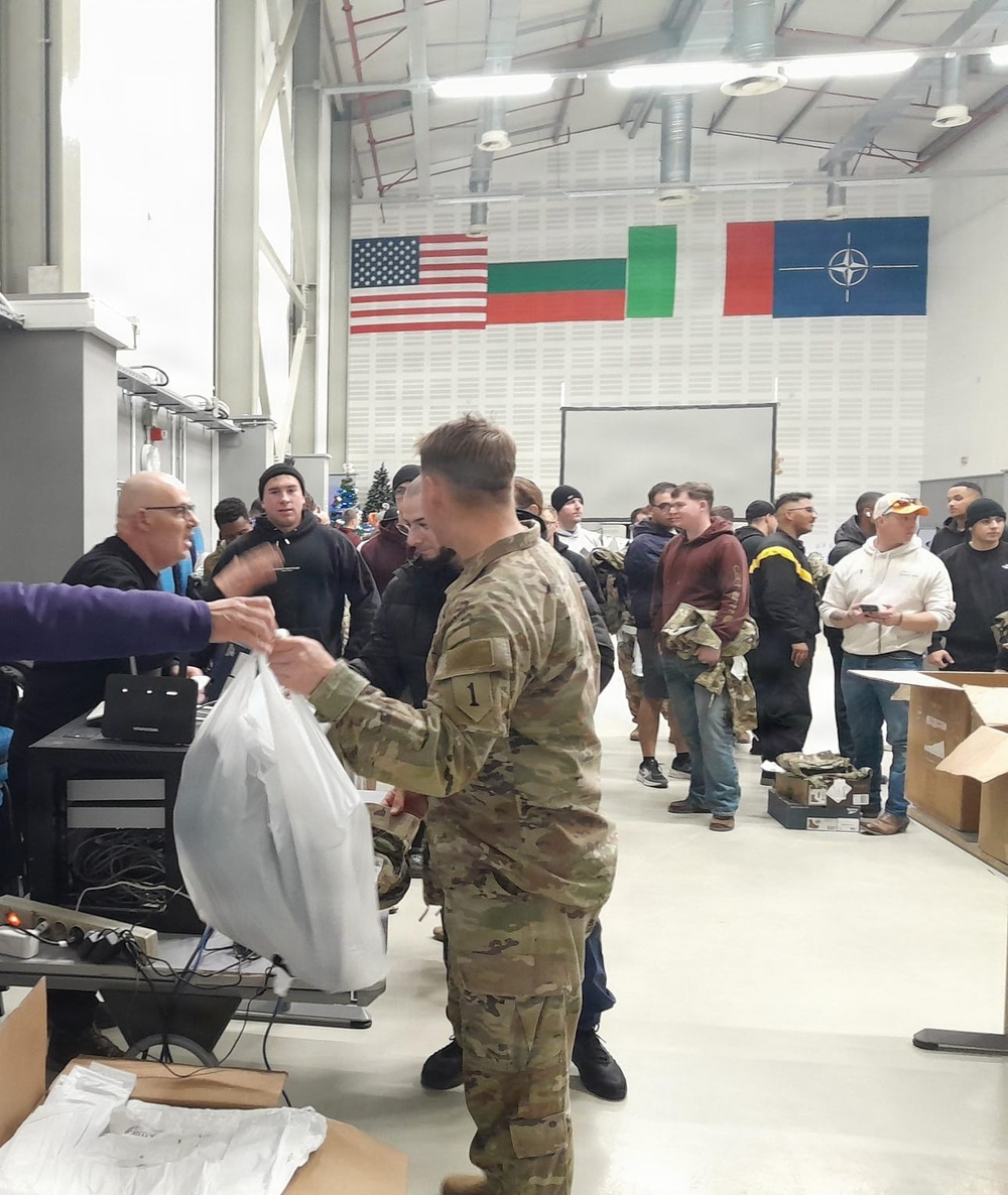 Soldiers waiting in line to purchase Military Clothing