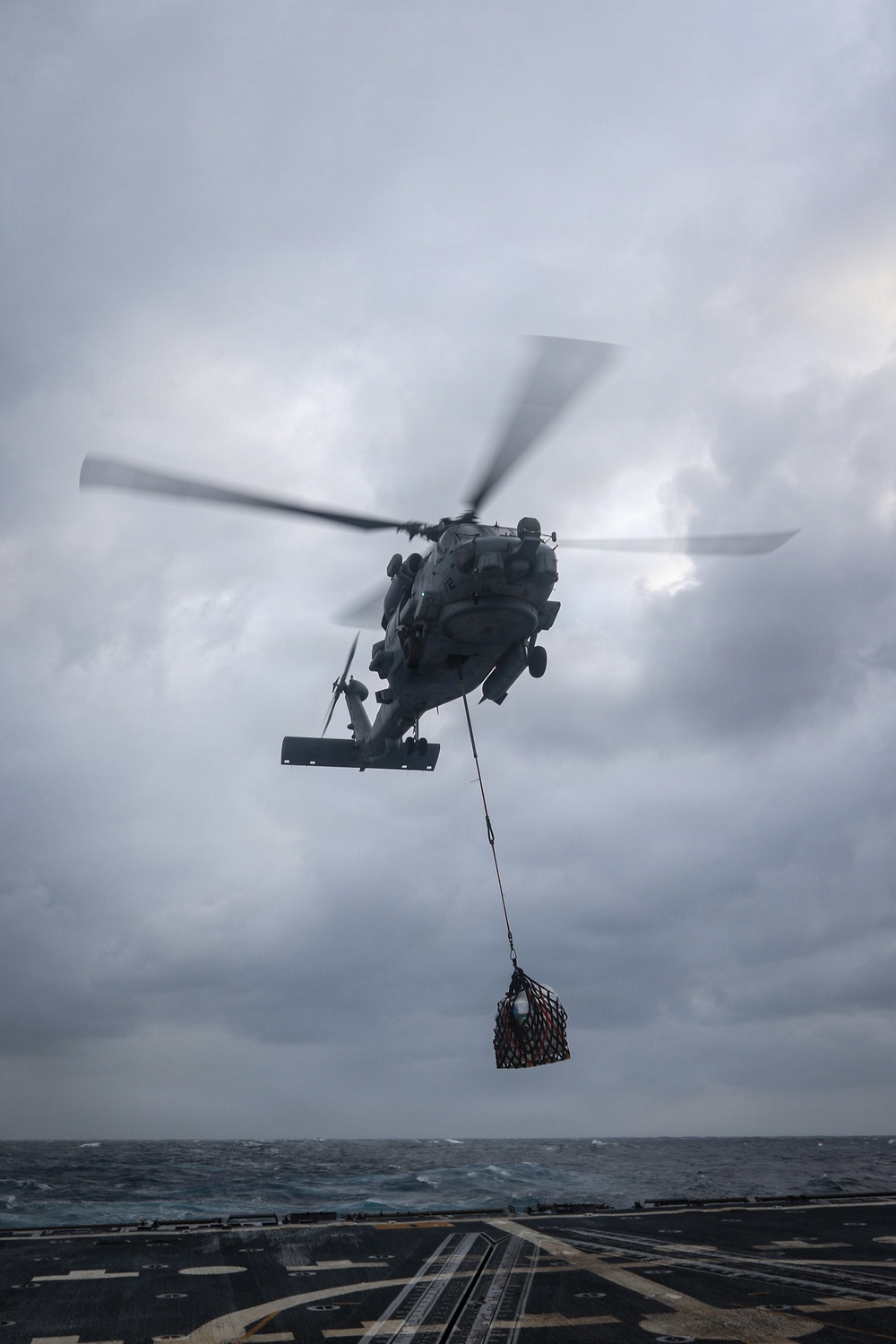 Frank E. Petersen Jr. conducts vertical replenishment-at-sea
