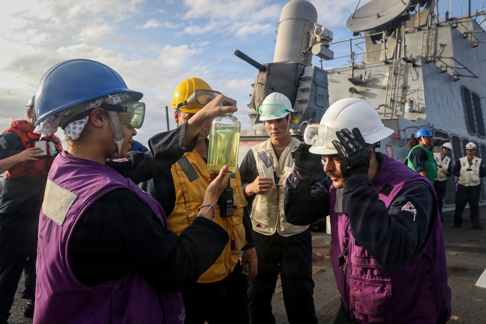Frank E. Petersen Jr. conducts fueling-at-sea