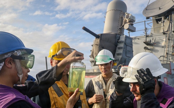 Frank E. Petersen Jr. conducts fueling-at-sea
