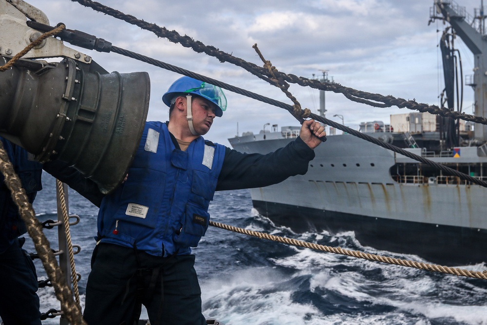 Frank E. Petersen Jr. conducts fueling-at-sea