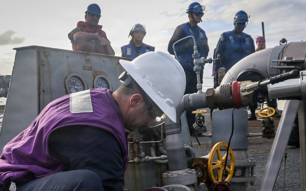 Frank E. Petersen Jr. conducts fueling-at-sea