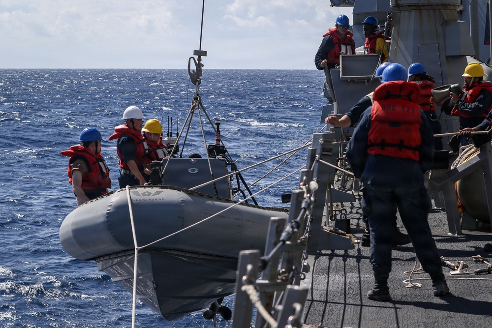 Frank E. Petersen Jr. conducts small boat operations