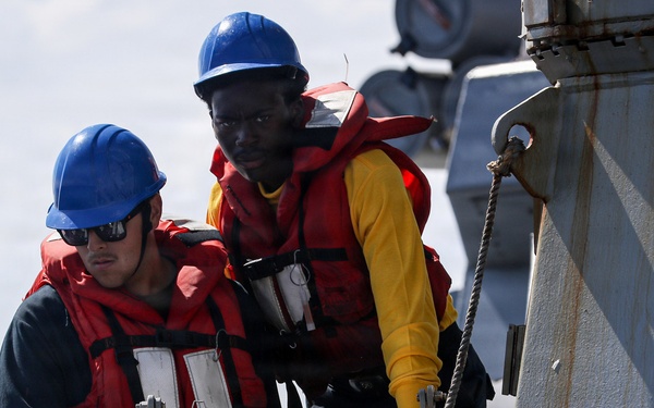 Frank E. Petersen Jr. conducts small boat operations