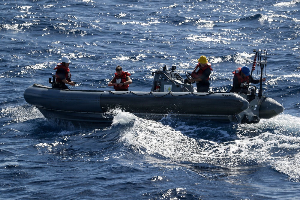 Frank E. Petersen Jr. conducts small boat operations