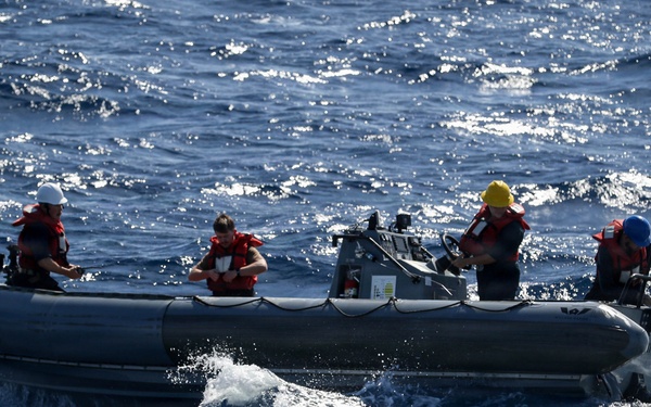 Frank E. Petersen Jr. conducts small boat operations