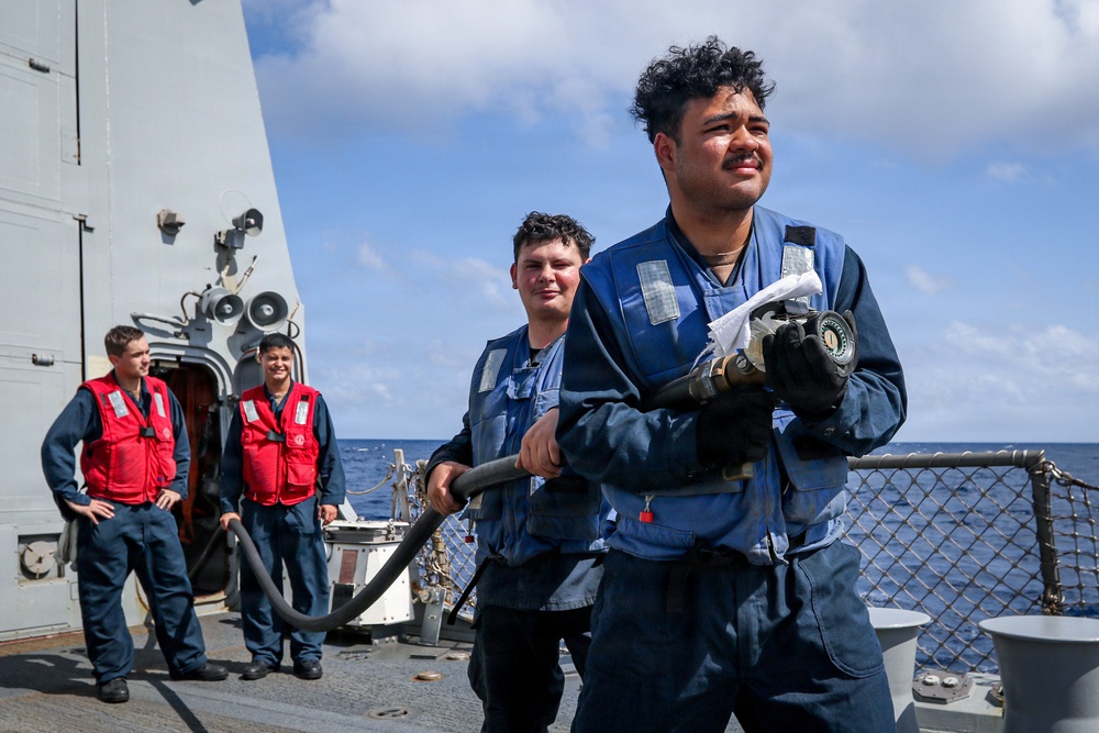 Frank E. Petersen Jr. conducts aircraft firefighting drill