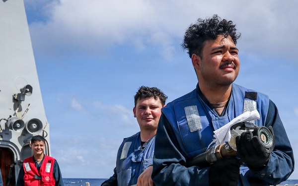 Frank E. Petersen Jr. conducts aircraft firefighting drill