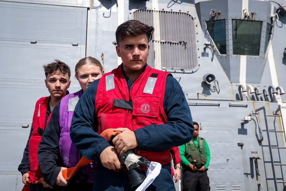 Frank E. Petersen Jr. conducts aircraft firefighting drill