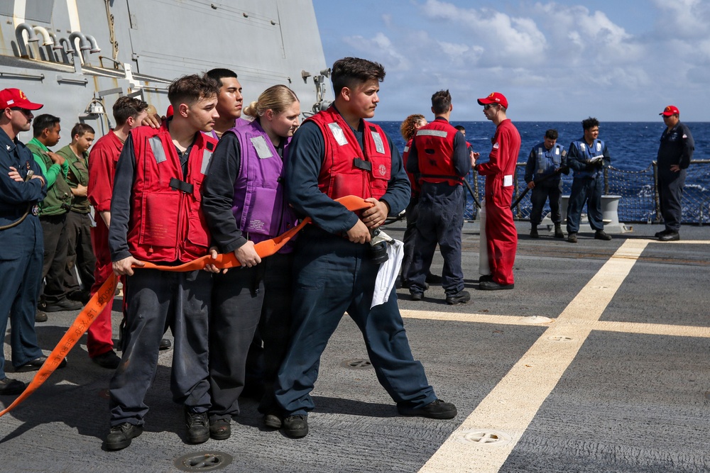 Frank E. Petersen Jr. conducts aircraft firefighting drill