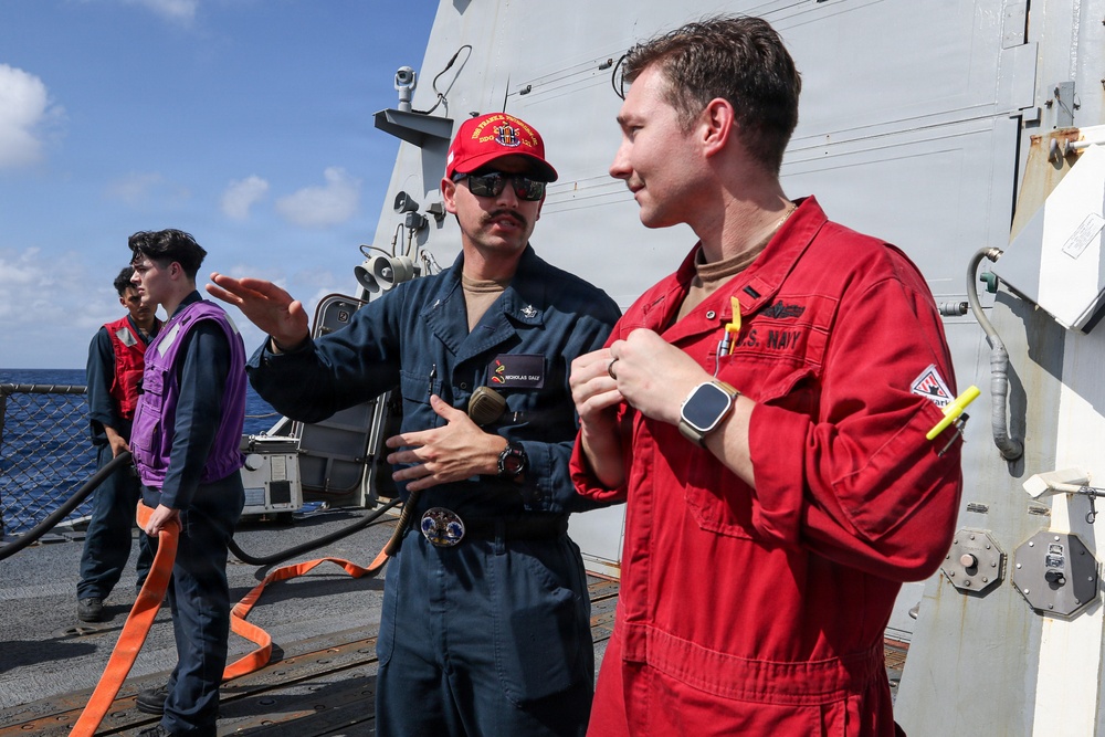 Frank E. Petersen Jr. conducts aircraft firefighting drill