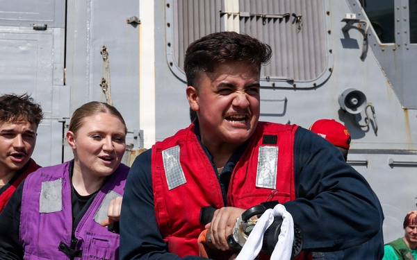 Frank E. Petersen Jr. conducts aircraft firefighting drill