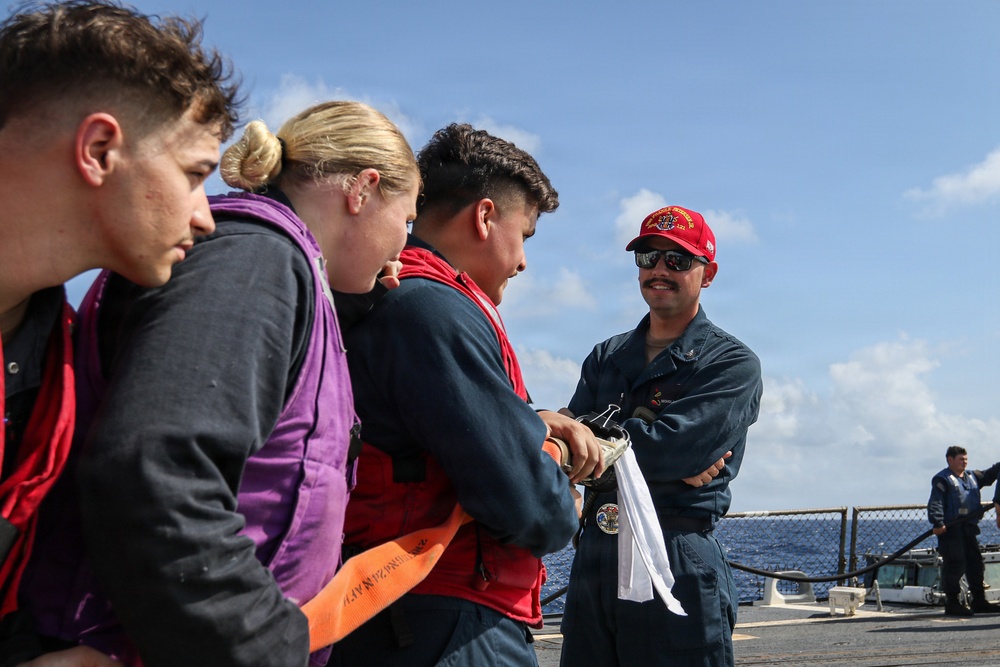 Frank E. Petersen Jr. conducts aircraft firefighting drill