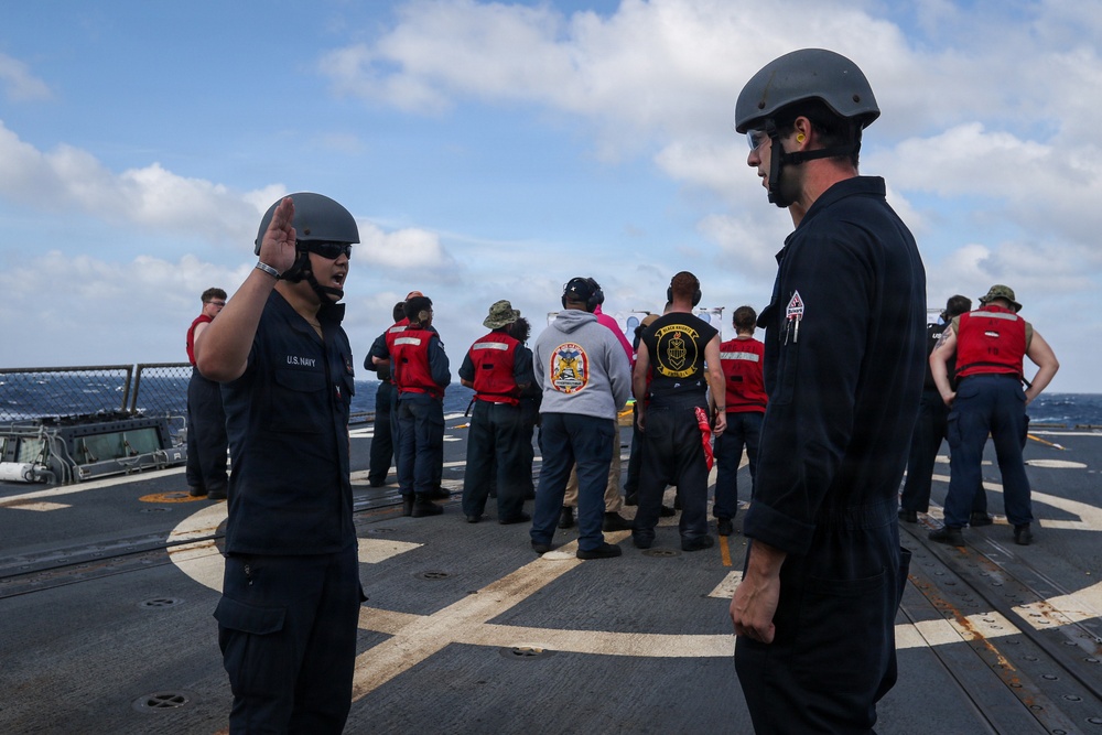 Frank E. Petersen Jr. conducts reenlistment ceremony