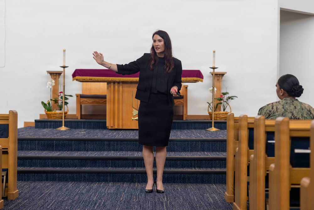 Jannell MacAulay leads Headspace app training session at Joint Base Pearl Harbor-Hickam