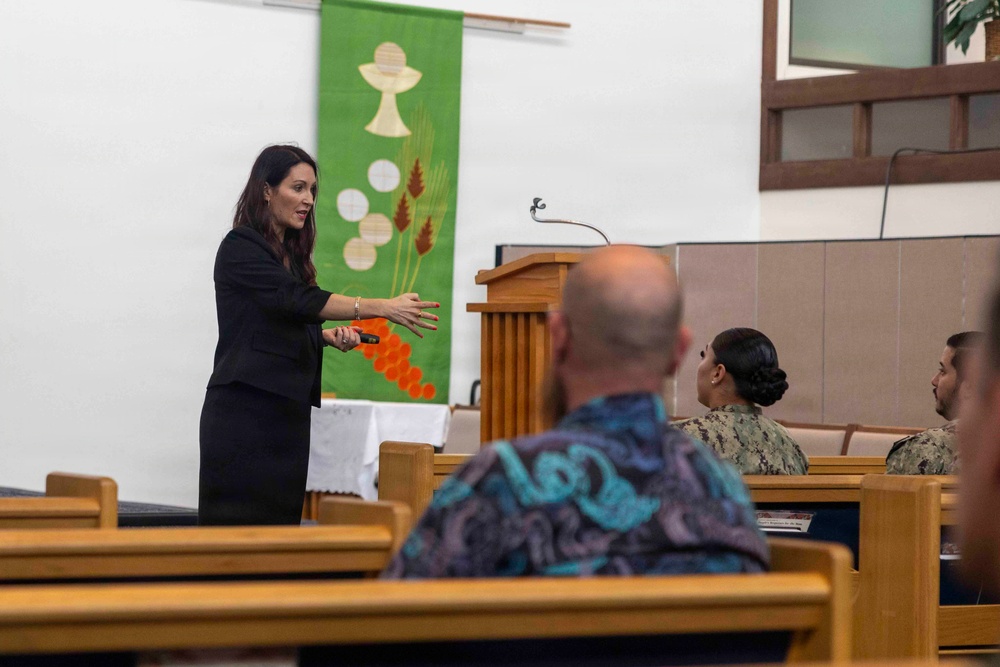 Jannell MacAulay leads Headspace app training session at Joint Base Pearl Harbor-Hickam