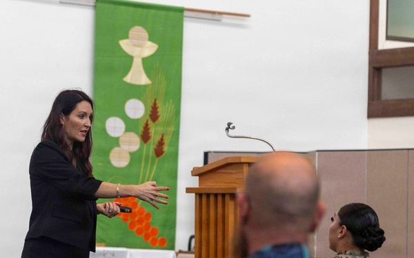 Jannell MacAulay leads Headspace app training session at Joint Base Pearl Harbor-Hickam