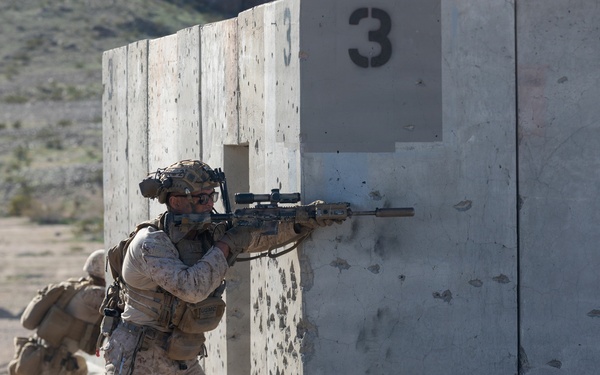 U.S. Marines with 3rd Bn., 7th Marines execute dry-fire event during SLTE